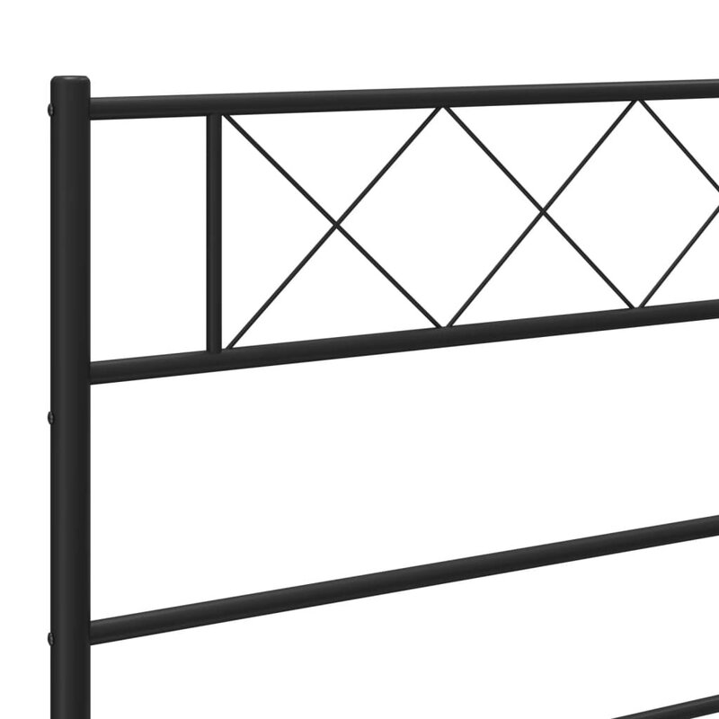 Cadru de pat metalic cu tablie, negru, 75x190 cm